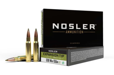 Image of Nosler .308 Winchester 150 Grain E-Tip Lead-Free Brass Cased Centerfire Rifle Ammo, 20 Rounds, 40034
