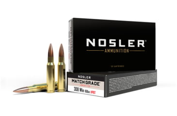 Image of Nosler .308 Winchester 168 Grain Custom Competition Brass Cased Centerfire Rifle Ammo, 200 Round