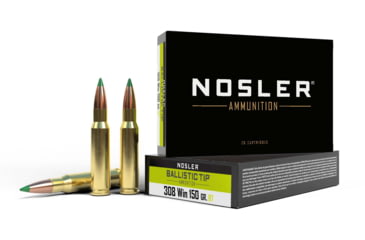 Image of Nosler .308 Winchester, Ballistic Tip , 150 grain, Brass Cased, 20 Rounds, 61028