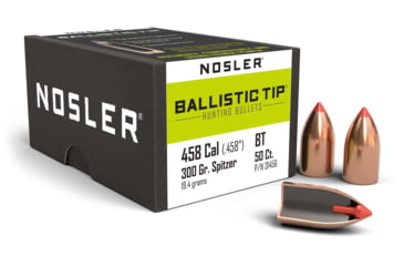 Image of Nosler 31456 Ballistic Tip Hunting 458 Caliber .458 300 GR Spitzer Point 50 Box