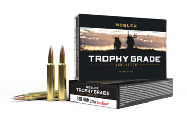 Image of Nosler .338 Remington Ultra Magnum, AccuBond , 225 grain, Brass Cased, 20 Rounds, 60083