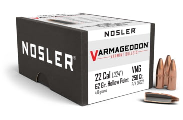 Image of Nosler 36522 Varmageddon 22 Caliber .224 62 GR Flat Base Hollow Point FBHP 25
