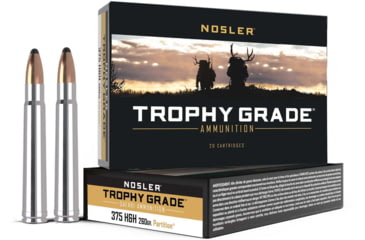 Image of Nosler .375 H&amp;H Magnum 260 Grain Nosler Partition Brass Cased Centerfire Rifle Ammo, 20 Rounds, 60090
