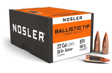 Image of Nosler 39522 Ballistic Tip Varmint 22 Caliber .224 50 Gr Spitzer Point 100 Box