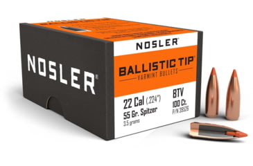Image of Nosler 39526 Ballistic Tip Varmint 22 Caliber .224 55 GR Spitzer Point 100 Box
