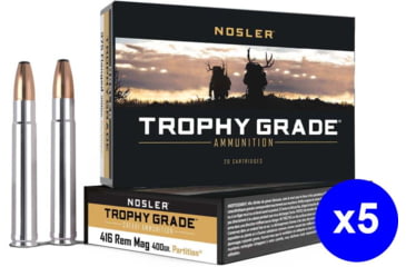 Image of Nosler .416 Remington Magnum, Partition , 400 grain, Nickle Plated Cased