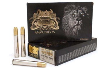 Image of Nosler .458 Winchester Magnum, Solid , 500 grain, Nickle Plated Cased, 20 Rounds, 40626