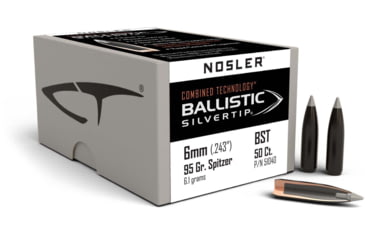 Image of Nosler 51040 Ballistic Silvertip 6mm .243 95 GR Spitzer Point 50 Box