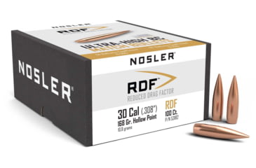 Image of Nosler 53182 RDF 30 Caliber .308 168 GR Hollow Point Boat Tail HPBT 100 Box