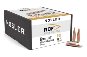 Image of Nosler 53410 RDF 6mm .243 105 GR Hollow Point Boat Tail HPBT 100 Box