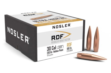Image of Nosler 53434 RDF 30 Caliber .308 210 GR Hollow Point Boat Tail HPBT 100 Box