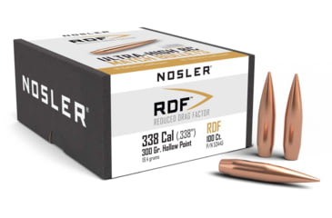 Image of Nosler 53445 RDF 338 Caliber .338 300 GR Hollow Point Boat Tail HPBT 100 Box