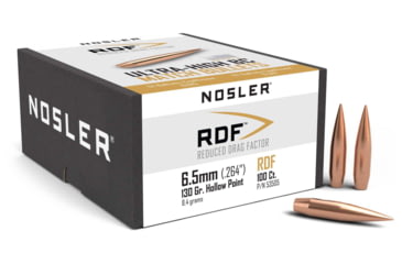 Image of Nosler RDF Rifle Bullets 6.5mm .264 130 GR, Hollow Point Boat Tail HPBT, 100 Bullets, 53505