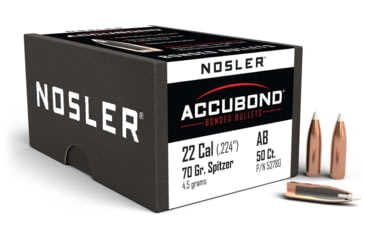 Image of Nosler 53780 AccuBond 22 Caliber .224 70 GR Spitzer 50 Box