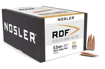 Image of Nosler RDF Rifle Bullets 6.5mm .264 130 GR, Hollow Point Boat Tail HPBT, 500 Bullets, 54722