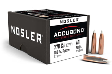 Image of USED Nosler 54801 AccuBond 270 Caliber 150 GR Spitzer Point 50 Box, EDEMO2, Used, Condition Like New, Inspect and Rebox