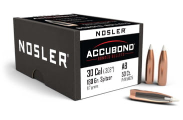 Image of Nosler 54825 AccuBond 30 Caliber .308 180 GR Spitzer Point 50 Box