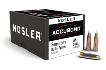 Image of Nosler 56357 AccuBond 6mm .243 90 GR Spitzer Point 50 Box