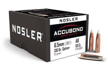 Image of Nosler 56902 AccuBond 6.5mm .264 130 GR Spitzer Point 50 Box
