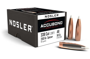 Image of Nosler 57287 AccuBond 338 Caliber .338 250 GR Spitzer Point 50 Box
