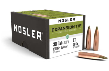 Image of Nosler 59180 E-Tip 30 Caliber .308 180 GR Spitzer 50 Box