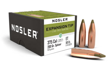 Image of Nosler 59379 E-Tip Lead Free 357 Cal 260 GR Spitzer Boat Tail SBT 50 Box