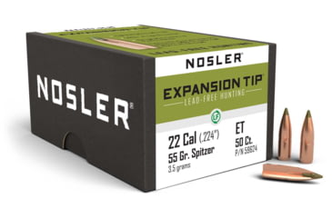 Image of Nosler 59624 E-Tip 22 Caliber .224 55 GR Spitzer 50 Box