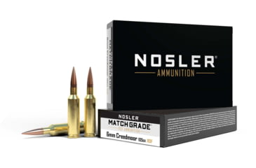Image of Nosler 6mm Creedmoor 105 Grain Hollow Point Boat Tail Brass Cased Centerfire Rifle Ammo, 20 Rounds, 60135