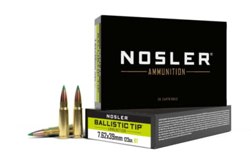 Image of Nosler 7.62x39mm 123 Grain Ballistic Tip Brass Cased Centerfire Rifle Ammo, 20 Rounds, 40069