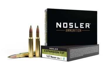 Image of Nosler 7x57mm Mauser 140 Grain E-Tip Brass Cased Centerfire Rifle Ammo, 20 Rounds, 40481
