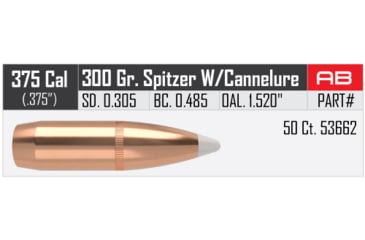 Image of Nosler AccuBond Rifle Bullet .375 Caliber 300gr, 50ct, 53662