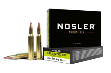 Image of Nosler Ballistic Tip Hunting 7mm Mag 160gr Ballistic Tip Brass Centerfire Rifle Ammo, 20 Rounds, 43461