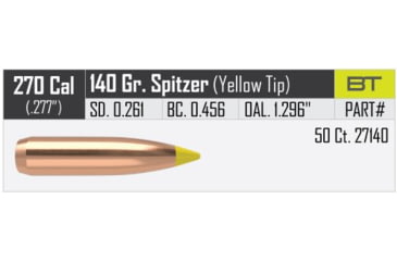 Image of Nosler Ballistic Tip Hunting Rifle Bullet .270 Caliber 140gr, 50ct, 27140