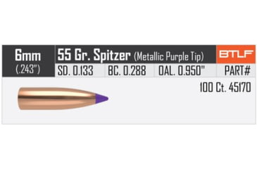 Image of Nosler Ballistic Tip Lead Free Varmint Rifle Bullet 6mm 55gr, 100ct, 45170