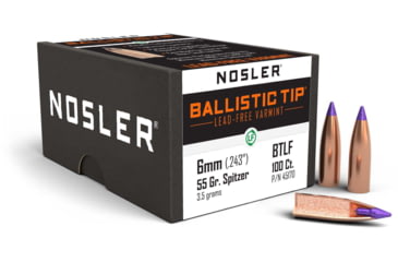 Image of Nosler Ballistic Tip Lead Free Varmint Rifle Bullet 6mm 55gr, 100ct, 45170