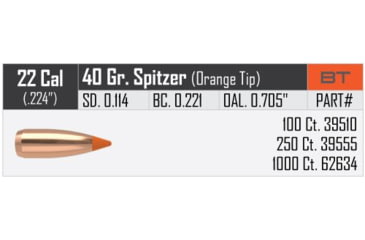 Image of Nosler Ballistic Tip Varmint Rifle Bullet .22 Caliber 40gr, 250ct, 39555