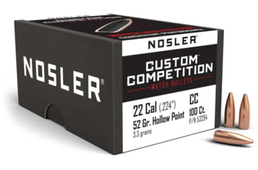 Image of Nosler Custom Competition Rifle Bullet .22 Caliber 52gr HPBT, 100ct, 53294