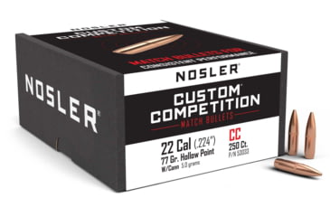 Image of Nosler Custom Competition Rifle Bullet .22 Caliber 77gr Cann HPBT, 250ct, 53033