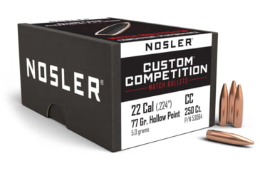 Image of Nosler Custom Competition Rifle Bullet .22 Caliber 77gr HPBT, 250ct, 53064