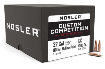 Image of Nosler Custom Competition Rifle Bullet .22 Caliber 80gr HPBT, 1000ct, 49563