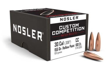 Image of Nosler Custom Competition Rifle Bullet .30 Caliber 155gr HPBT, 100ct, 53155