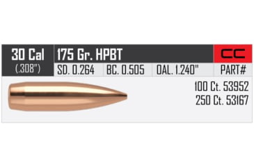 Image of Nosler Custom Competition Rifle Bullet .30 Caliber 175gr HPBT, 100ct, 53952