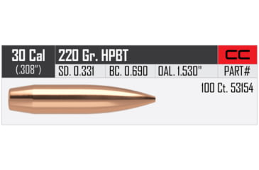 Image of Nosler Custom Competition Rifle Bullet .30 Caliber 220gr , 100ct, 53154