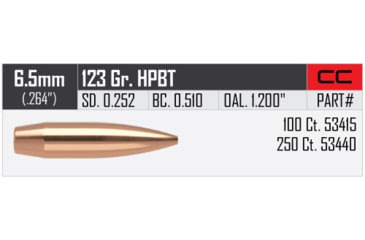 Image of Nosler Custom Competition Rifle Bullet 6.5mm 123gr HPBT, 100ct, 53415