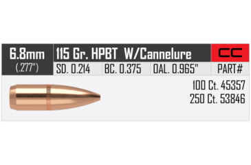 Image of Nosler Custom Competition Rifle Bullet 6.8mm 115gr HPBT, 100ct, 45357