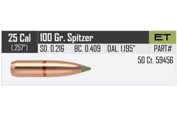 Image of Nosler E-Tip Rifle Bullet .25 Caliber 100gr E-Tip , 50ct, 59456