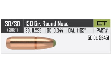 Image of Nosler E-Tip Rifle Bullet .30-30 Caliber 150gr, 50ct, 59451
