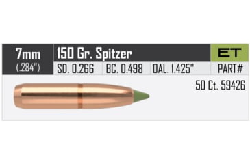 Image of Nosler E-Tip Rifle Bullet 7mm 150gr, 50ct, 59426