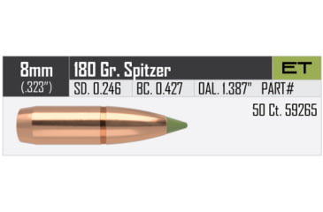 Image of Nosler E-Tip Rifle Bullet 8mm 180gr, 50ct, 59265