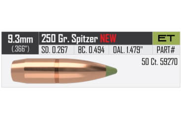 Image of Nosler E-Tip Rifle Bullet 9.3mm 250gr, 50ct, 59270